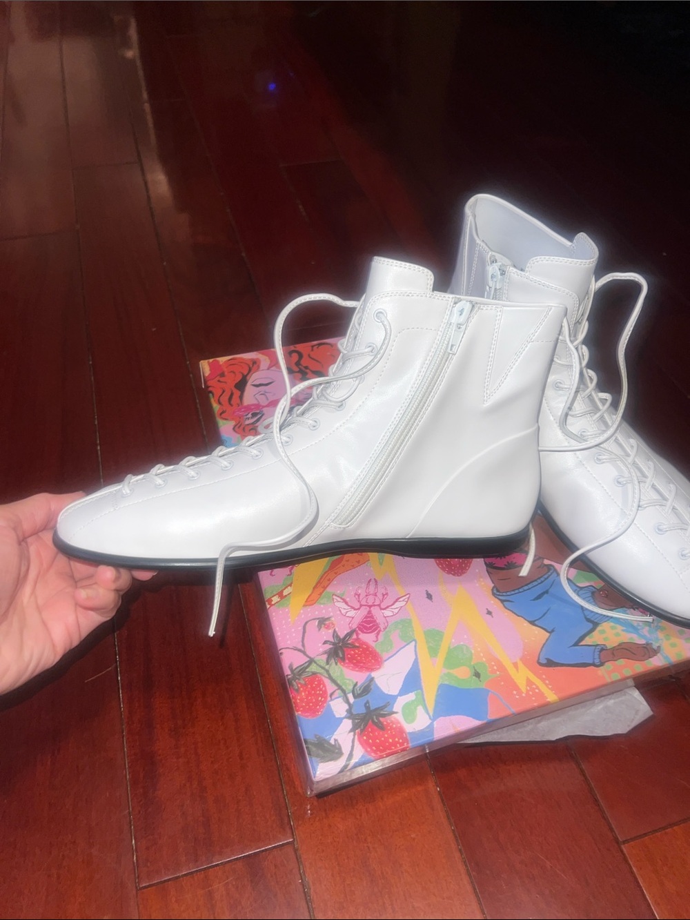 Jeffrey Campbell Boxxed White Lace-Up Ankle Boot sneakers - Picture 3 of 5